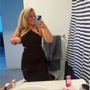 Princess polly brown fitted midi Dress